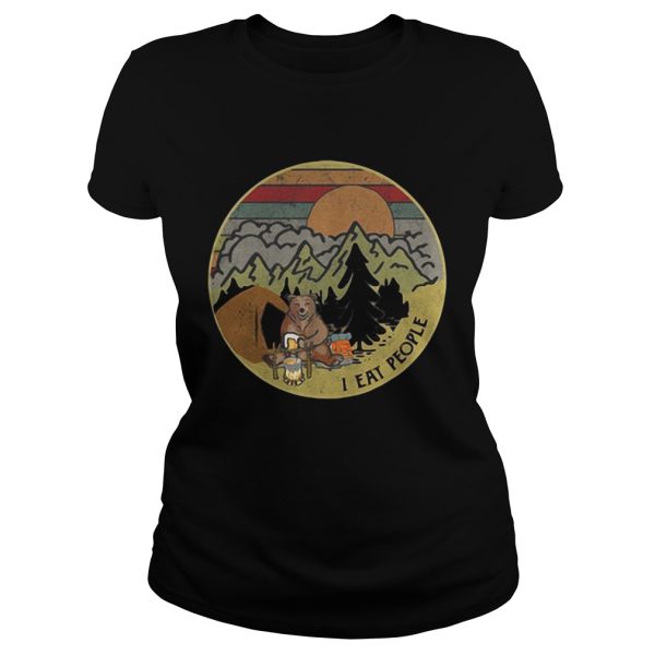 Bear camping I eat people sunset retro shirt