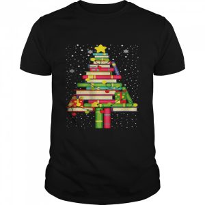 Books Christmas Tree Xmas Librarian Book Lovers Pajama T-Shirt