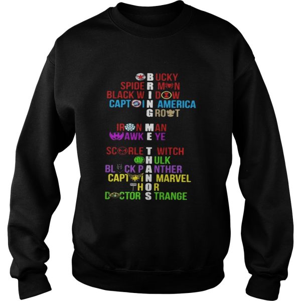 Bring Me Thanos Bucky Spiderman Black Widow Captain America Groot shirt