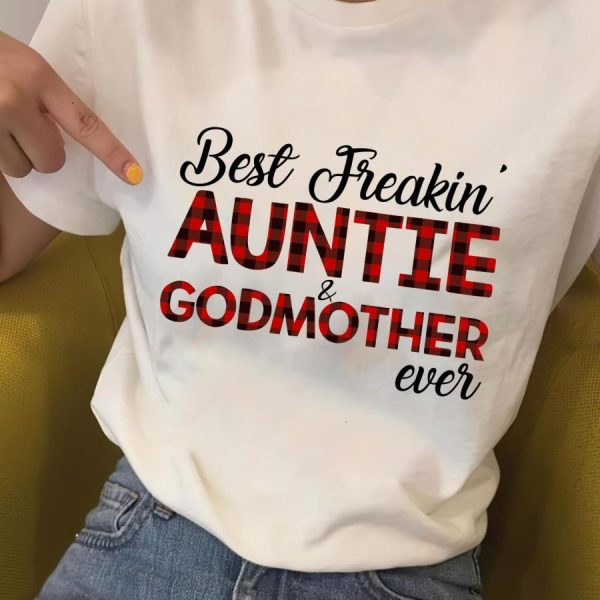 Buffalo plaid Best freakin aunt and godmother ever shirt