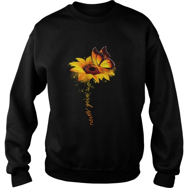 Butterfly sunflower never give up raise multiple sclerosis awareness shirt