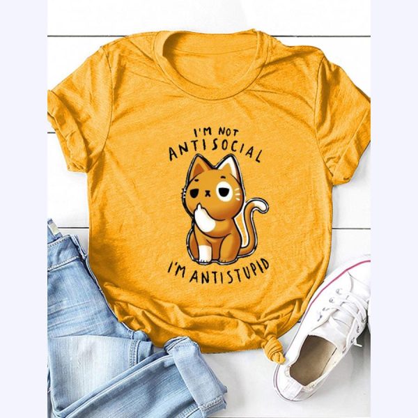 Cat Fuck I’m Not Antisocial I’m Anti Stupid Shirt