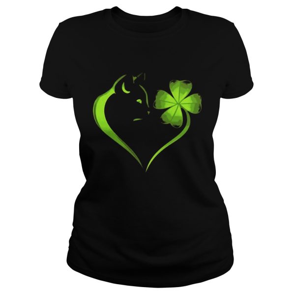 Cat Irish Four leaf clover heart T-Shirt