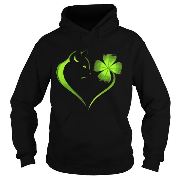 Cat Irish Four leaf clover heart T-Shirt