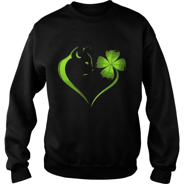 Cat Irish Four leaf clover heart T-Shirt