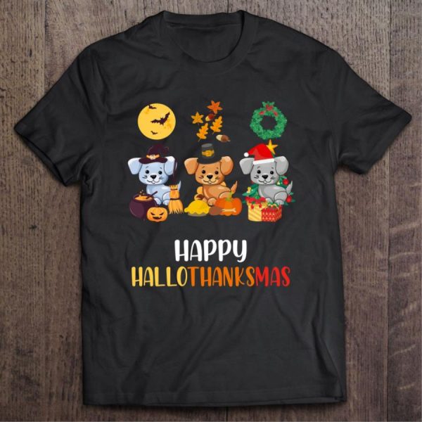 Cute Dog witch thanksgiving santa happy hallothanksmas christmas shirt