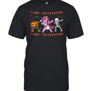 Dabbing Skeleton Unicorn Zombie Pumpkin Halloween Girls shirt