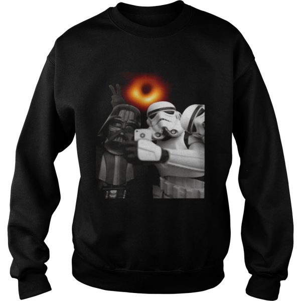 Darth Vader and Stormtroopers selfie with black hole shirt