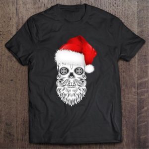 Day Of The Dead Sugar Skull With Santa Hat Christmas shirt 2