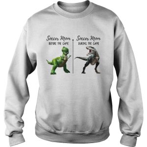 Dinosaur soccer mom before the game soccer mom during the game shirt 3
