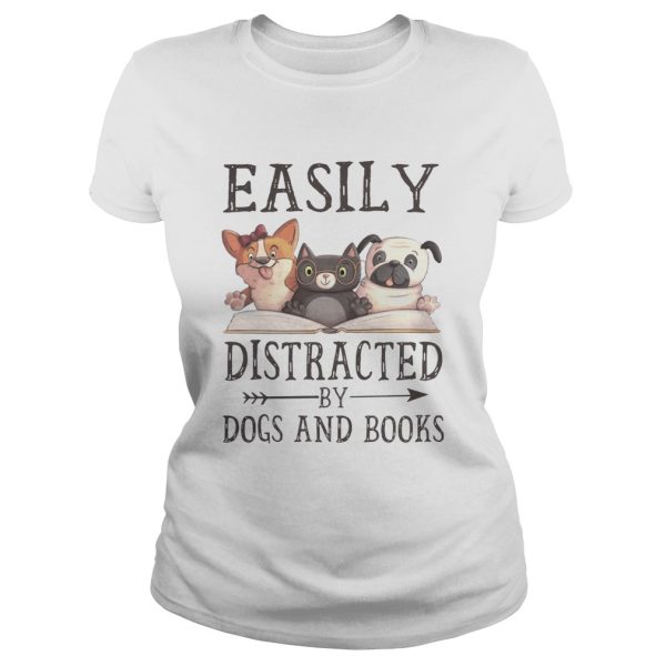 Easily Distracted By Dog And Books T-Shirt