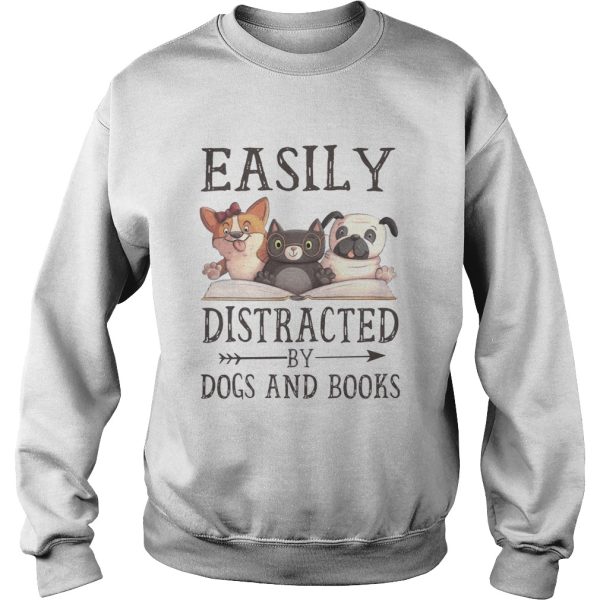 Easily Distracted By Dog And Books T-Shirt