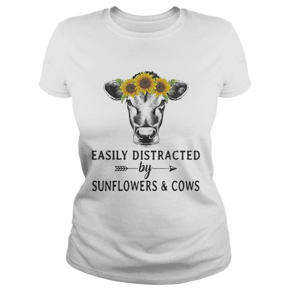 Easily distracted by sunflower and cows shirt