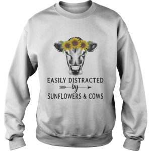Easily distracted by sunflower and cows shirt 3