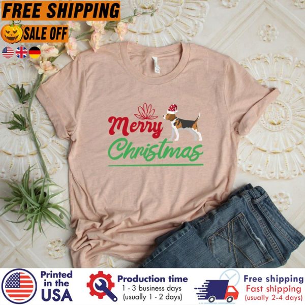 FREE SHIPING- beagle santa merry christmas shirt