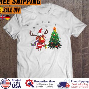FREE SHIPING christmas Tree Cute Reindeer shirt 2