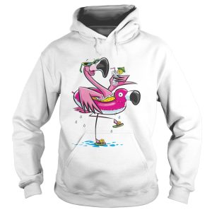 Flamingo on the flamingo float tube drinking juice shirt 2
