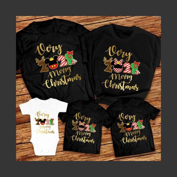 Gold foil Disney Mickey’s Very Merry Christmas Family shirt 2021, Disney inspired Christmas shirt