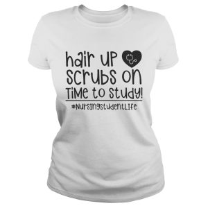 Hair up scrubs on time to study nursing student lie shirt 1