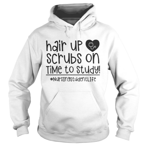 Hair up scrubs on time to study nursing student lie shirt