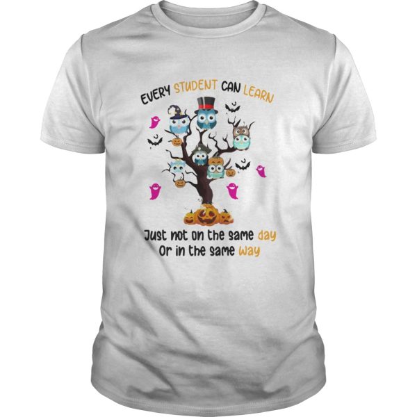 Halloween Owl Tree Every Student Can Learn Just Not On The Same Day Or In The Same Day shirt