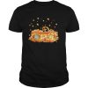 Halloween car pumpkin maple leaves shirt
