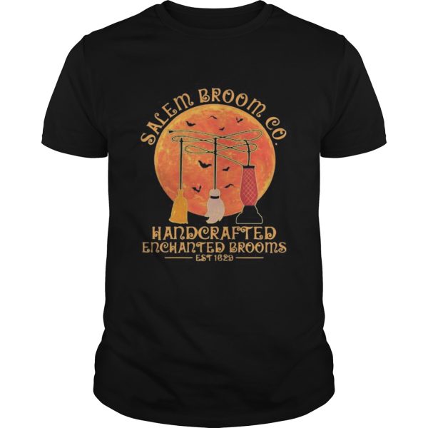 Halloween hocus pocus salem broom co handcrafted enchanted brooms est 1629 moon shirt