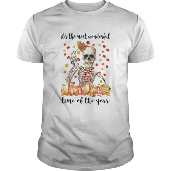 Halloween skeleton its the most wonderful time of the year maples leaves shirt