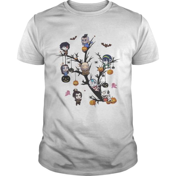 Halloween tree cartoon characters pumpkins shirt