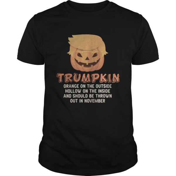 Halloween trumpkin orange on the outside hollow on the inside and should be thrown out in november