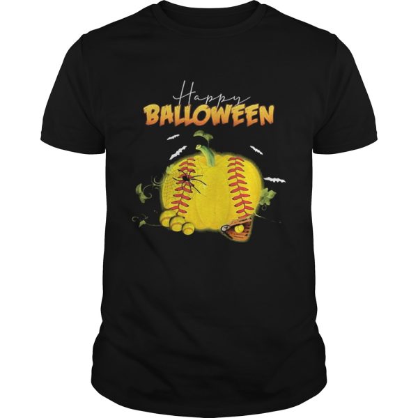 Happy halloween balloween softball pumpkin shirt