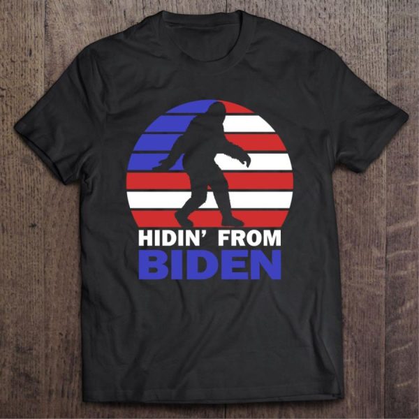 Hidin’ From Biden Anti Joe Biden 2024 Election Hiding Bigfoot American Flag Shirt