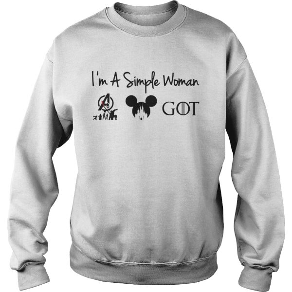 I’m a simple woman I like Avengers Disney and GOT Game of Throne shirt