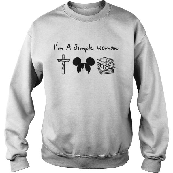 I’m a simple woman I like Cross Mickey Disney and reading shirt