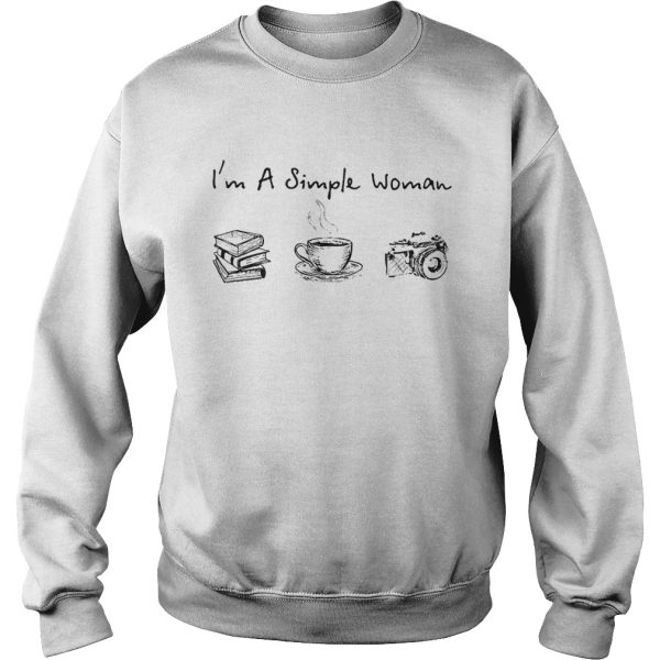 I’m a simple woman I love books coffee and photography shirt