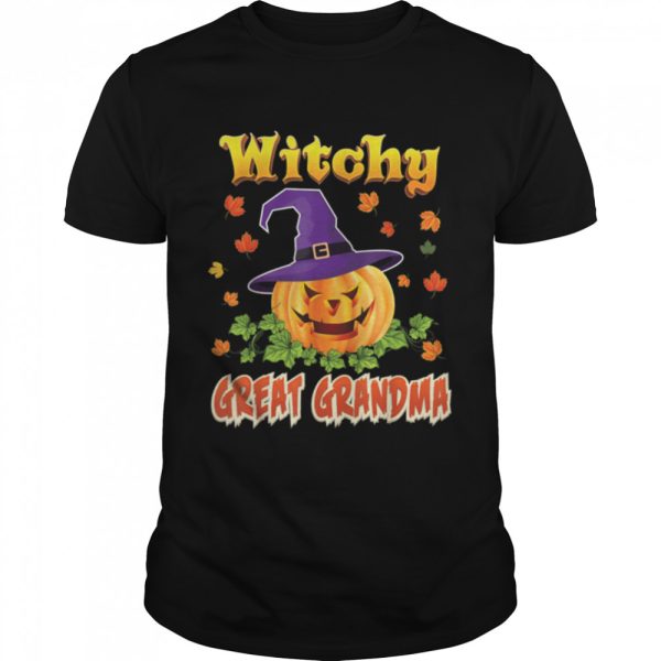 I&#8217m The Witchy Great Grandma Witch Broom Halloween Pumpkin T-Shirt