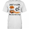 Just A Girl Who Loves Fall And Paw Dogs Pumpkin Maple Leaves T-Shirt