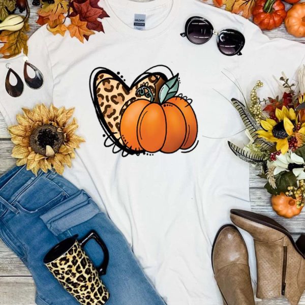 Leopard heart pumpkin thanksgiving shirt