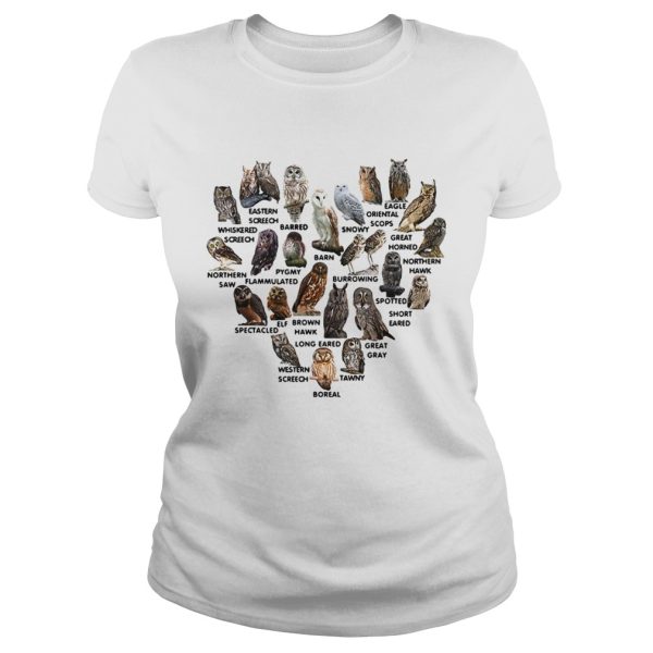 Love owls eastern screech barred barn snowy oriental scops eagle shirt