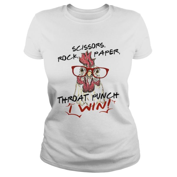 Official chicken scissors rock paper throat punch I win shirt