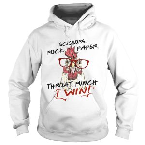 Official chicken scissors rock paper throat punch I win shirt 2