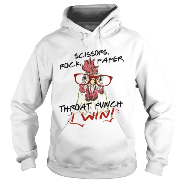 Official chicken scissors rock paper throat punch I win shirt