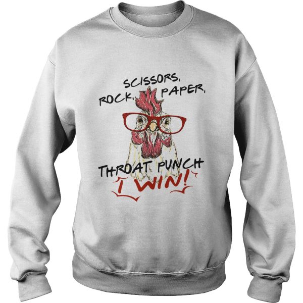 Official chicken scissors rock paper throat punch I win shirt