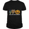 Peace Love Halloween Happy Halloween Pumpkin Leopard Heart T-Shirt