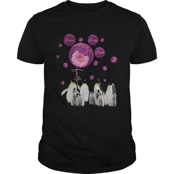 Penguins flowers faith peace hope love cancer awareness shirt