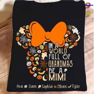 Personalized Minnie head in a world full of grandmas be a mimi custom name kid shirt 2