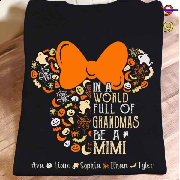 Personalized Minnie head in a world full of grandmas be a mimi custom name kid shirt