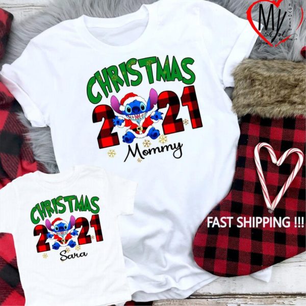 Personalized Stitch christmas 2021 buffalo plaid shirt, Christmas gifts