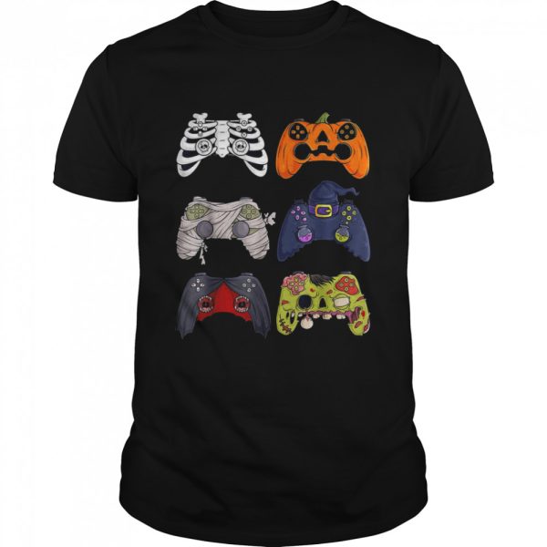 Skeleton Zombie Gaming Controllers Mummy Halloween Game Love T-Shirt