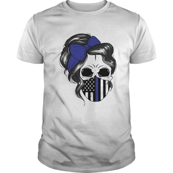 Skull Woman Face Mask American Flag shirt